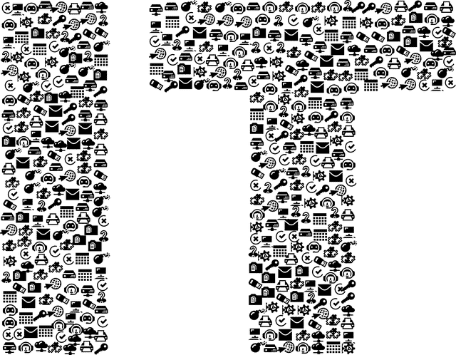 A green background with the letter t in black and white.