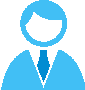 A digital marketing icon in a blue suit.