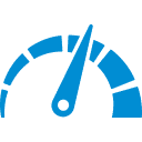 A speedometer icon on a green background, representing IT services.