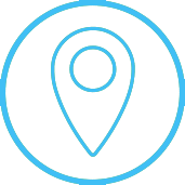 A location pin icon on a green background for website design services.